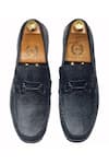 Buy Domani Black Grained Leather Buckle Slip-ons Online at Aza Fashions Buy_Domani_Black Grained Leather Buckle Slip-ons _Online_at_Aza_Fashions