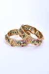 Saga Jewels_Multi Color Stone Peacock Carved Bangle - Set Of 2_Online_at_Aza_Fashions