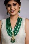 Buy_Ishhaara_Green Beads Tiered Necklace Set _at_Aza_Fashions