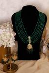 Shop_Ishhaara_Green Beads Tiered Necklace Set _at_Aza_Fashions