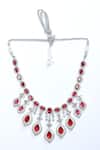 Saga Jewels_Red Zirconia And Stone Embellished Necklace Set_Online_at_Aza_Fashions