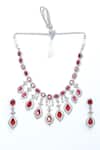 Buy_Saga Jewels_Red Zirconia And Stone Embellished Necklace Set_Online_at_Aza_Fashions