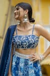 Pasha India_Blue Organza, Cotton Embroidery Square Noori Floral Pattern Lehenga Blouse Set _Online_at_Aza_Fashions