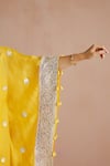 Buy_Sureena Chowdhri_Yellow Kaftan Pure Muslin Embroidered Floral V Neck Gota  