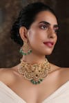 Buy_Paisley Pop_Gold Plated Stone Temple Choker Set _at_Aza_Fashions