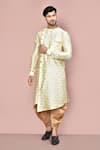 Buy_Arihant Rai Sinha_Yellow Paisley Pattern Asymmetric Kurta Set _at_Aza_Fashions