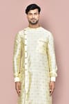 Shop_Arihant Rai Sinha_Yellow Paisley Pattern Asymmetric Kurta Set _Online_at_Aza_Fashions