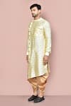 Arihant Rai Sinha_Yellow Paisley Pattern Asymmetric Kurta Set _at_Aza_Fashions