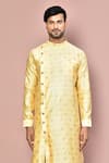 Shop_Arihant Rai Sinha_Yellow Asymmetric Paisley Pattern Kurta Set _Online_at_Aza_Fashions