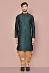 Shop_Arihant Rai Sinha_Green Cotton Plain Kurta With Contrasting Dhoti Pant _Online_at_Aza_Fashions