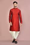 Buy_Arihant Rai Sinha_Red Cotton Plain Solid Kurta With Contrasting Dhoti Pant _at_Aza_Fashions