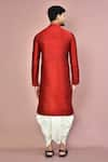 Shop_Arihant Rai Sinha_Red Cotton Plain Solid Kurta With Contrasting Dhoti Pant _at_Aza_Fashions