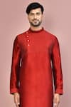 Arihant Rai Sinha_Red Cotton Plain Solid Kurta With Contrasting Dhoti Pant _Online_at_Aza_Fashions