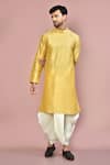 Buy_Arihant Rai Sinha_Beige Cotton Plain Kurta With Contrasting Dhoti Pant _at_Aza_Fashions