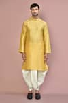 Shop_Arihant Rai Sinha_Beige Cotton Plain Kurta With Contrasting Dhoti Pant _Online_at_Aza_Fashions