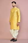 Arihant Rai Sinha_Beige Cotton Plain Kurta With Contrasting Dhoti Pant _at_Aza_Fashions