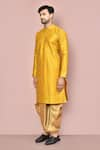 Arihant Rai Sinha_Yellow Cotton Embroidery Floral Kurta With Dhoti Pant _at_Aza_Fashions