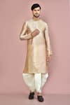 Buy_Arihant Rai Sinha_Beige Cotton Embroidery Vines Mughal Kurta With Dhoti Pant _at_Aza_Fashions