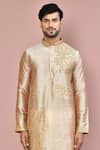 Arihant Rai Sinha_Beige Cotton Embroidery Vines Mughal Kurta With Dhoti Pant _Online_at_Aza_Fashions