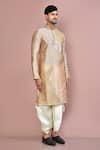 Buy_Arihant Rai Sinha_Beige Cotton Embroidery Vines Mughal Kurta With Dhoti Pant 