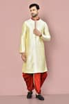 Buy_Arihant Rai Sinha_Beige Cotton Plain Kurta With Contrasting Dhoti Pant _at_Aza_Fashions