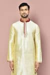 Buy_Arihant Rai Sinha_Beige Cotton Plain Kurta With Contrasting Dhoti Pant _Online_at_Aza_Fashions