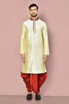 Shop_Arihant Rai Sinha_Beige Cotton Plain Kurta With Contrasting Dhoti Pant _Online_at_Aza_Fashions