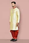 Arihant Rai Sinha_Beige Cotton Plain Kurta With Contrasting Dhoti Pant _at_Aza_Fashions