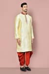 Buy_Arihant Rai Sinha_Beige Cotton Plain Kurta With Contrasting Dhoti Pant 