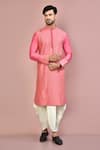 Buy_Arihant Rai Sinha_Pink Cotton Embroidery Paisley Work Kurta With Dhoti Pant _at_Aza_Fashions