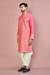 Arihant Rai Sinha_Pink Cotton Embroidery Paisley Work Kurta With Dhoti Pant _at_Aza_Fashions