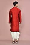 Shop_Arihant Rai Sinha_Red Cotton Embroidery Damask Work Kurta With Dhoti Pant _at_Aza_Fashions