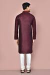Shop_Arihant Rai Sinha_Wine Silk Embroidery Floral Motif Kurta Set_at_Aza_Fashions