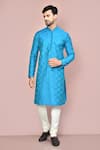 Buy_Arihant Rai Sinha_Blue Cotton, Silk Embroidery Floral Kurta Set _at_Aza_Fashions