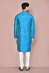 Shop_Arihant Rai Sinha_Blue Cotton, Silk Embroidery Floral Kurta Set _at_Aza_Fashions