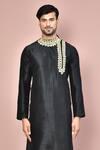 Buy_Arihant Rai Sinha_Black Silk Embroidery Yoke Straight Kurta Set _Online_at_Aza_Fashions