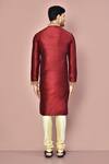 Shop_Arihant Rai Sinha_Maroon Dupion Art Silk Embroidered Collar Kurta Set _at_Aza_Fashions