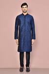 Buy_Arihant Rai Sinha_Blue Silk Embroidery Thread Kurta And Pant Set _Online_at_Aza_Fashions