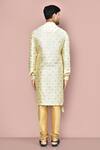 Shop_Arihant Rai Sinha_Yellow Cotton, Silk Embroidery Asymmetric Kurta And Pant Set _at_Aza_Fashions
