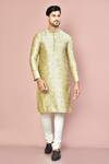 Buy_Arihant Rai Sinha_Beige Jamewar Embroidered Machine Kurta And Churidar Pant Set _at_Aza_Fashions