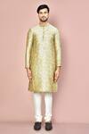 Buy_Arihant Rai Sinha_Beige Jamewar Embroidered Machine Kurta And Churidar Pant Set _Online_at_Aza_Fashions