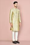 Arihant Rai Sinha_Beige Jamewar Embroidered Machine Kurta And Churidar Pant Set _at_Aza_Fashions