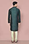 Shop_Arihant Rai Sinha_Green Silk Embroidery Thread Work Overlap Kurta _at_Aza_Fashions