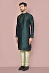 Shop_Arihant Rai Sinha_Green Silk Embroidery Thread Work Overlap Kurta _Online_at_Aza_Fashions