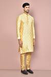 Arihant Rai Sinha_Brown Metallic Paisley Pattern Full Sleeve Kurta_at_Aza_Fashions