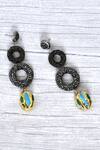 Shop_Desi Bijouu_Green And Turkey Embellished New Dangler Earrings_at_Aza_Fashions
