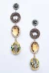 Desi Bijouu_Black Stones Oval Crystal Embellished Earrings_Online_at_Aza_Fashions