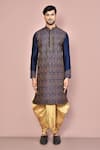 Buy_Arihant Rai Sinha_Blue Cotton Embroidery Paisley Mughal Kurta With Dhoti Pant _Online_at_Aza_Fashions