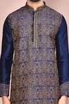 Shop_Arihant Rai Sinha_Blue Cotton Embroidery Paisley Mughal Kurta With Dhoti Pant _Online_at_Aza_Fashions