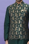 Buy_Arihant Rai Sinha_Green Bundi Jacquard Banarasi Silk Floral Pattern And Kurta Set _Online_at_Aza_Fashions